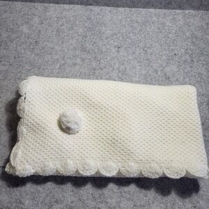 Handmade Crochet White Baby Blanket - 34"x32"